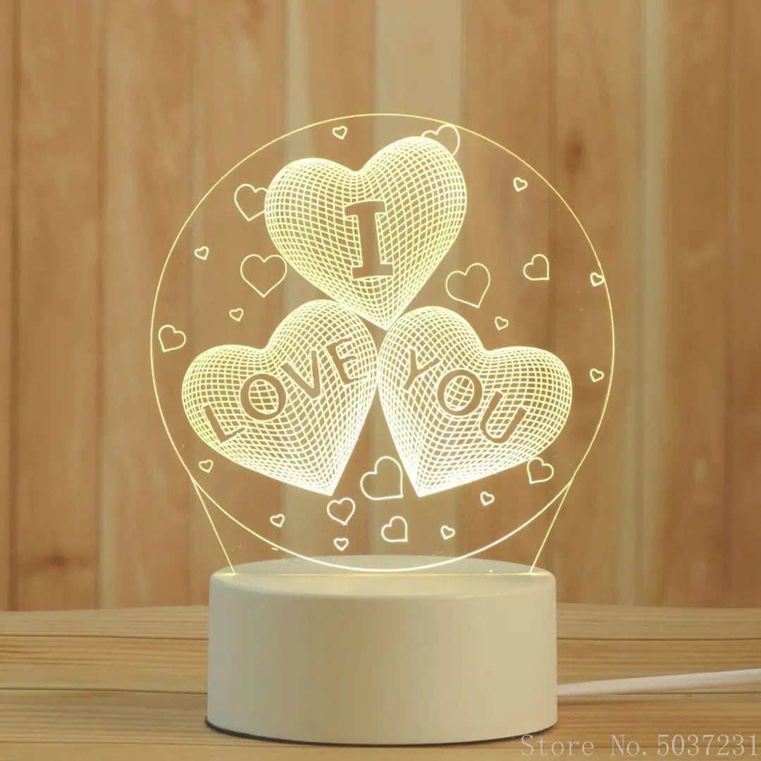 Creative 3D Night Lamp Acrylic Desktop Nightlight Boys and Girls Holiday Gift Decorative Night Lamp Bedroom Bedside Table Lamp