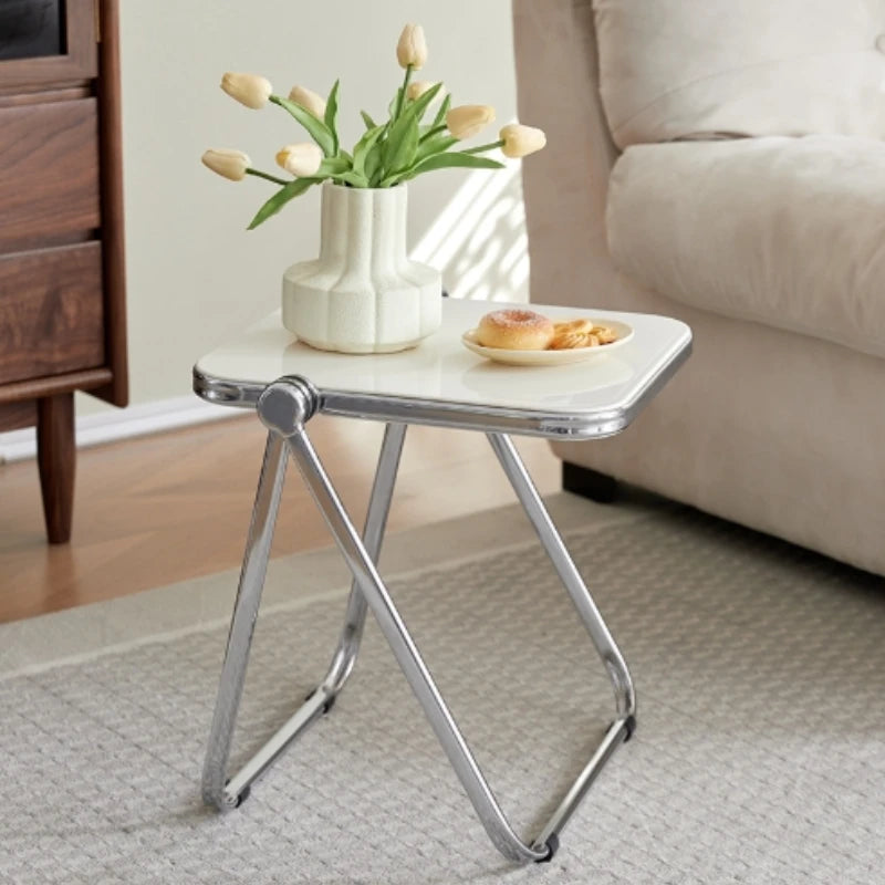 Foldable transparent thick small coffee table, simple computer desk, sofa edge table, light luxury coffee table, small desk