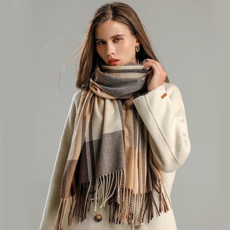 Warm Cashmere Blanket Women Travel Winter Scarf Fashion Plaid Pashmina Thick Shawl Wraps With Tassel Casual Bufanda Poncho New