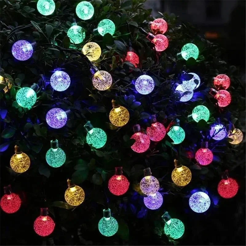 Solar Bubble Ball Light String Lights Outdoor Crystal Globe LED Fairy Lights Garden Party Easter Christmas Wedding Decorations