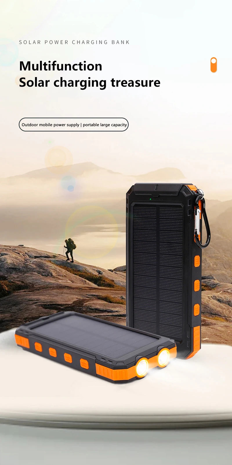Xiaomi 200000mAh Solar Power Bank Portable Large Capacity Charger Compatible USB-A And USB-C With Flashlight For Xiaomi IPhone