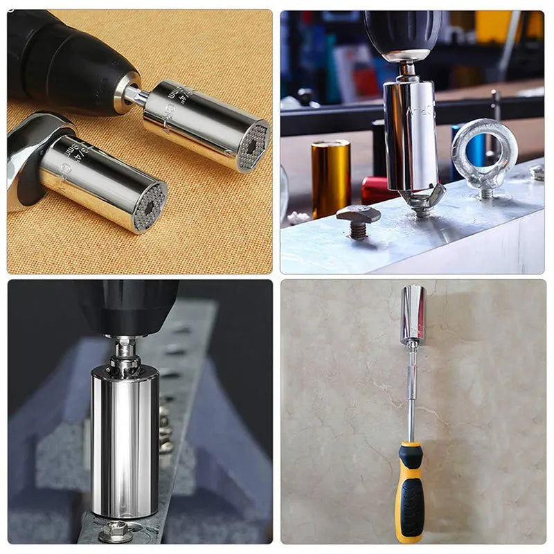 Universal Torque Wrench Power Drill Ratchet Bushing Spanner Key Magic Multi Hand Tools 7-19mm   Head Set Socket Sleeve