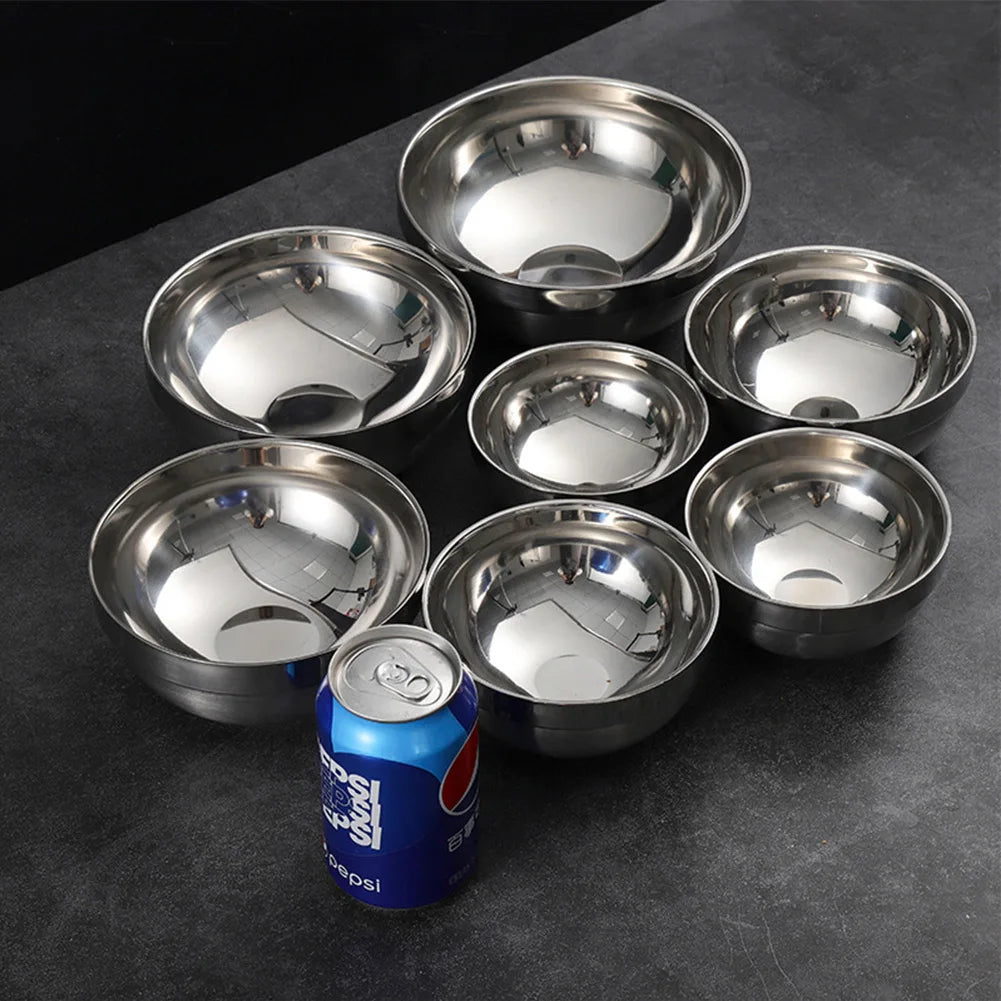 Stainless Steel Bowl Double Layer Thickening Bowl For Family Kitchens Outdoor Picnics Salad Bowl Deep Dish Tableware