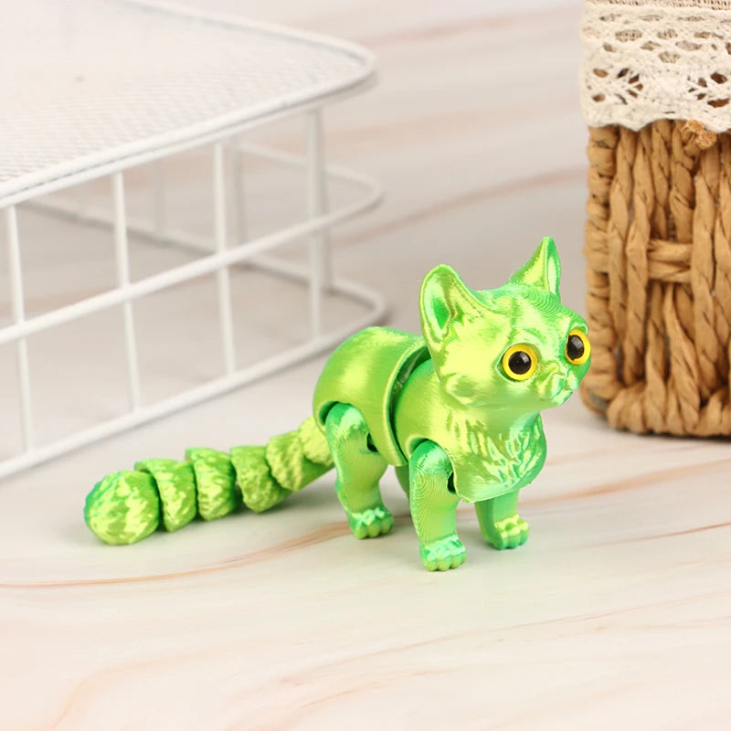 High Quality 1 Piece 3D Printed Cute Kitten With Movable Tail Joint Children's Gift Toy Model Car Ornament