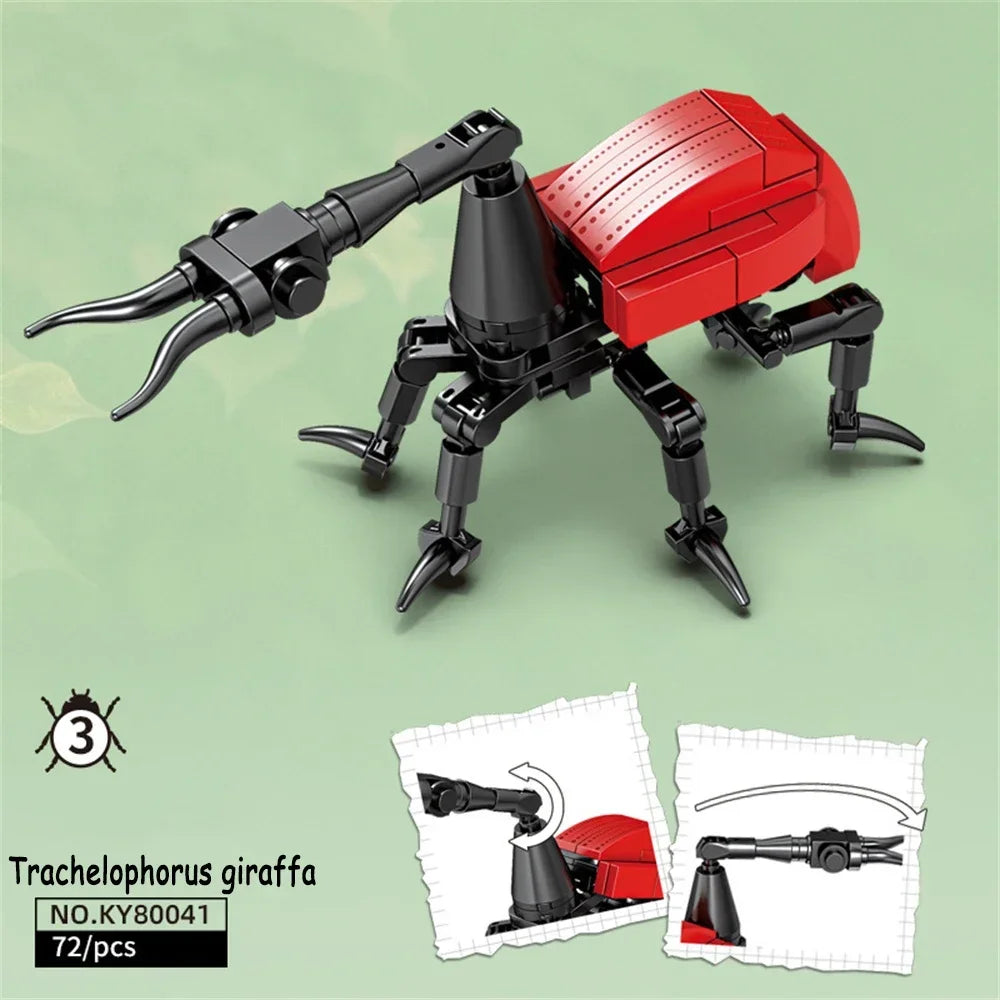 Rhinoceros Beetle Colorful Insect 3D Model Building Blocks Toy Easy Assembly Puzzle Toys Perfect Holiday Gift for Kids Birthday