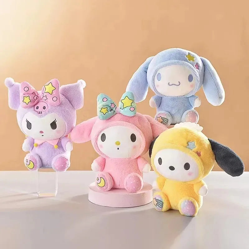 Kawaii 25cm Sanrio Jade Dog Kuromi Dressing Doll Doll Plush Toy Stuffed Animal Patung Dolls Birthday Gift for Girls Kids Boys