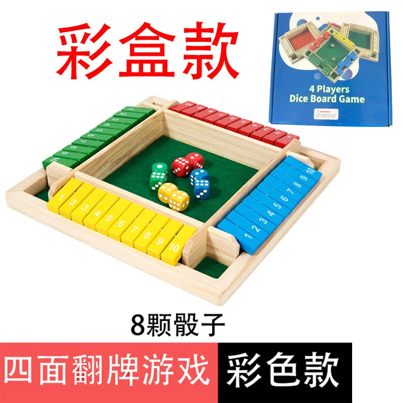 Wooden Dice Board Game Shut The Box for 4-6 Players Flaps & Dices Game Parent-children Interaction Family Entertainment   Party