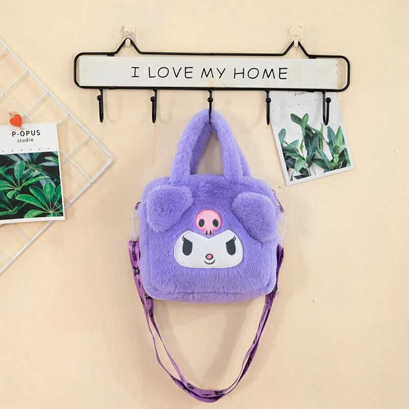 Hello Kitty Sanrio Plush Bag Kuromi Melody Cartoon Anime Portable Handbag Crossbody Cosmetic Kawaii Storage Bag Women Girls Gift