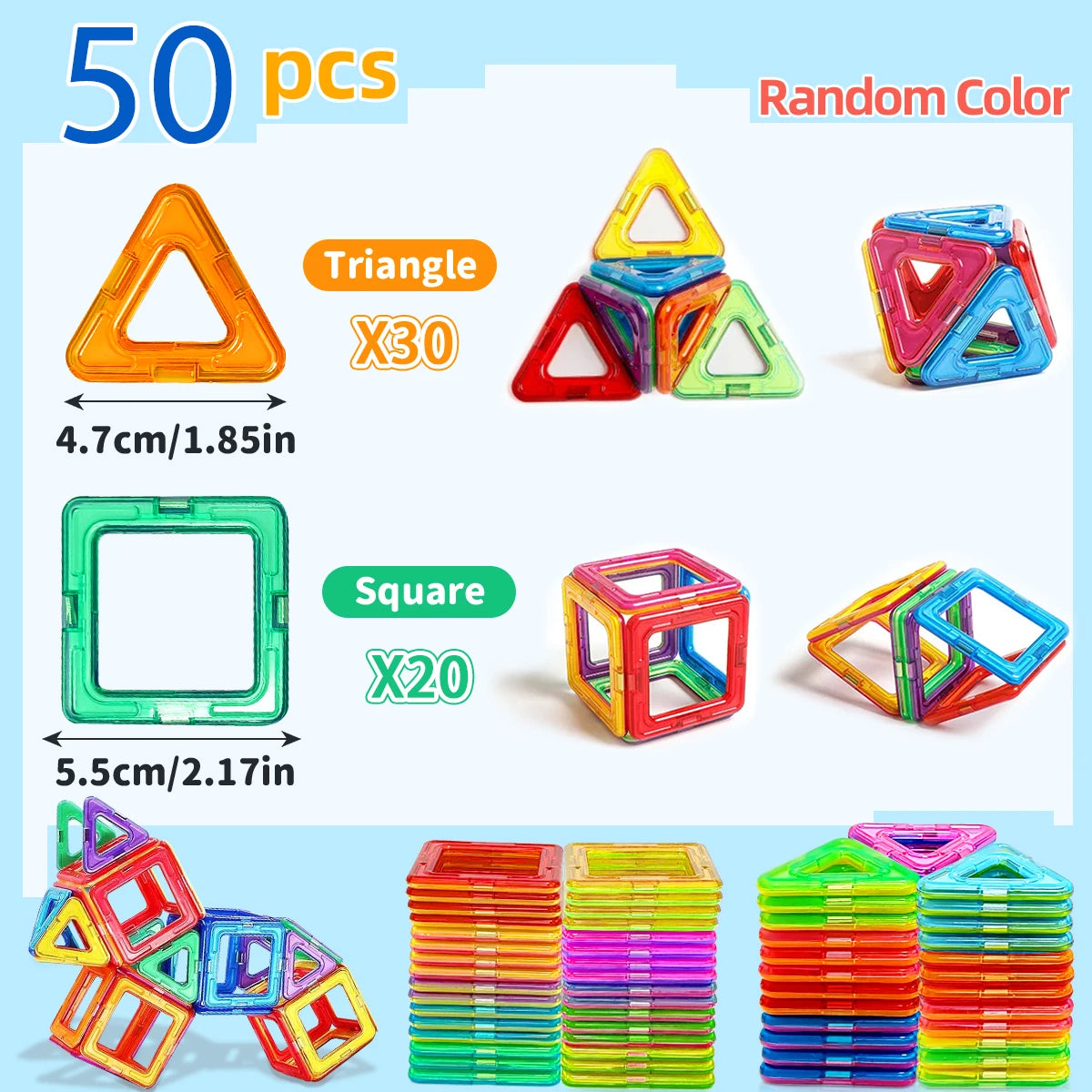 Magnetic Building Blocks for children's Toys, Puzzle Learning, Birthday and Christmas Gifts