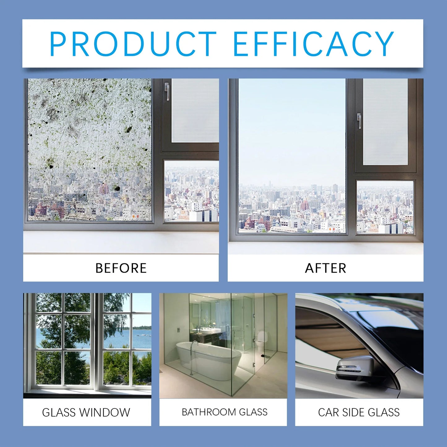 Bathroom Glass Limescale Cleaner - Window Descaling Spray Shower Brightening Water Oil Stain Remover for Bathtubs Dirt Cleaning