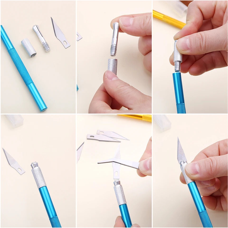 100/50pcs Knife DIY Wood Carving Fruit Food Scalpel Craft Sculpture Cutting Tool Metal Engraving Blades Knifes Wood Carving Disc