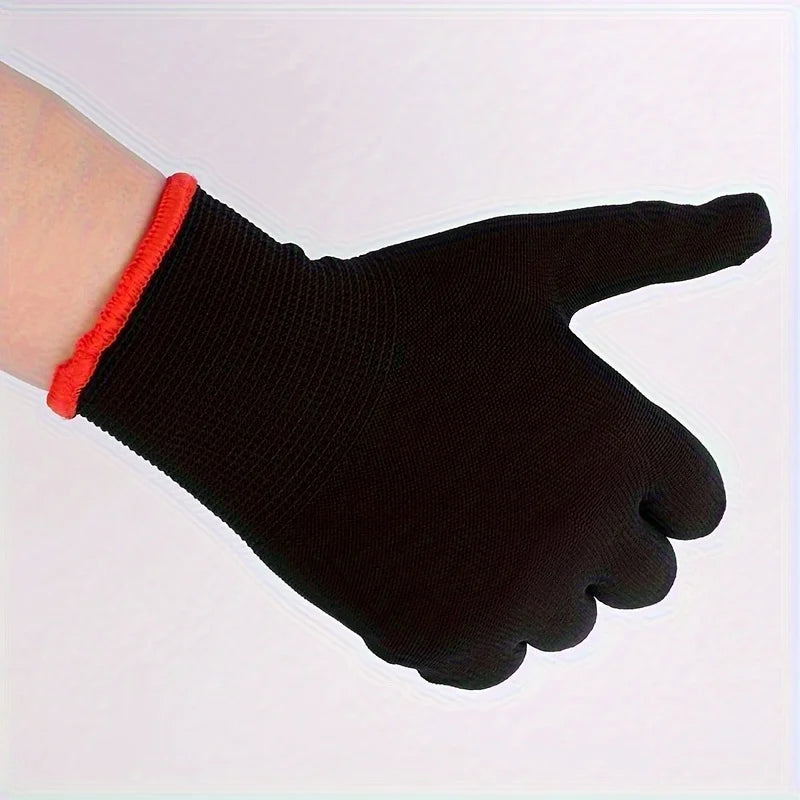 A set of breathable nylon garden work gloves, without PU coating and silicone, not waterproof, used for excavation and planting