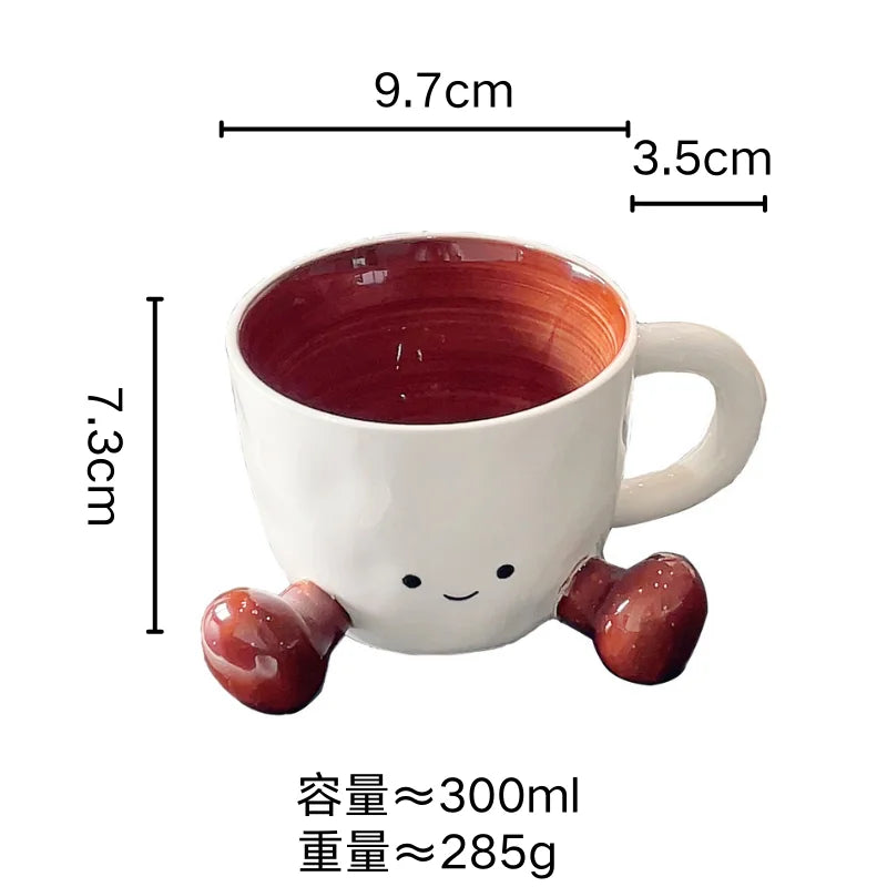 Hand Pinch Feet Ceramic Coffee Cup，Kawaii Household High Appearance Level Water Cup Milk Mug Dormitory Home Gifts Mark Cup