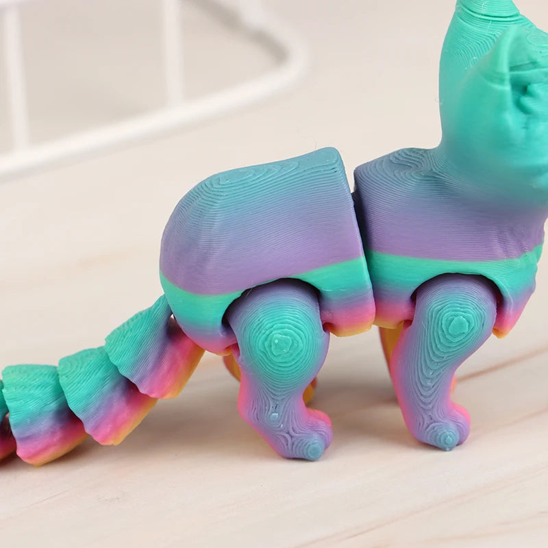 High Quality 1 Piece 3D Printed Cute Kitten With Movable Tail Joint Children's Gift Toy Model Car Ornament