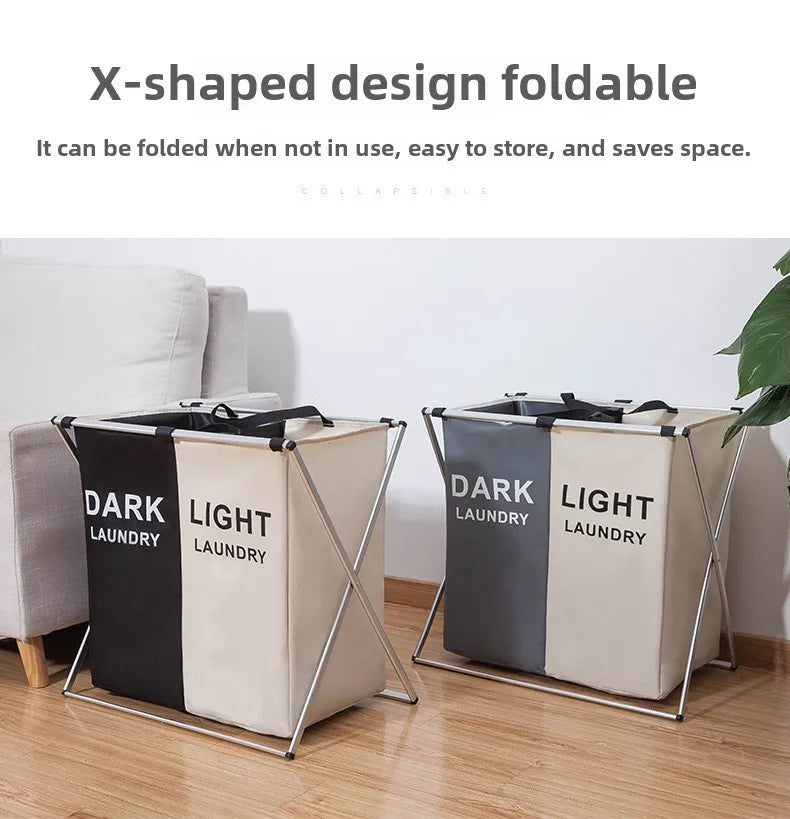1 PC Large Laundry Hamper 3 Sections Divided Laundry Basket Foldable Washing Dirty Cloth Storage Bag
