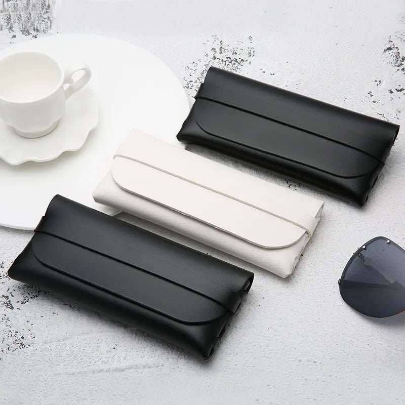 Black and White Soft and Stylish Leather Glasses Cases - Glasses Protection Bags, Travel Accessories for Men and Women - Stylish