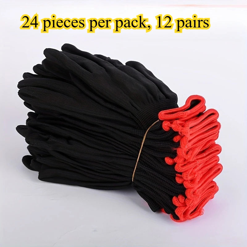A set of breathable nylon garden work gloves, without PU coating and silicone, not waterproof, used for excavation and planting