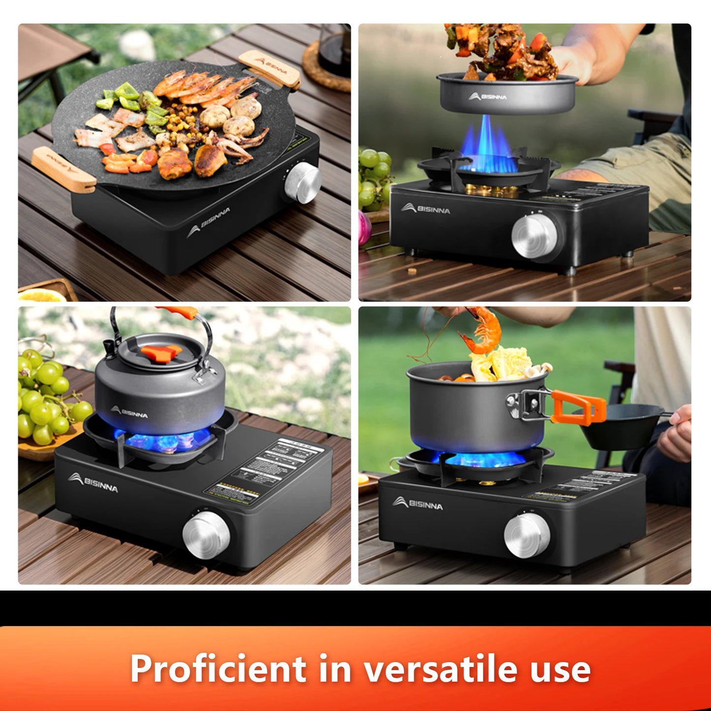 BISINNA Camping Gas Stove 5800W High Firepower Outdoor Portable Cassette Burner for Picnic Hiking Trekking