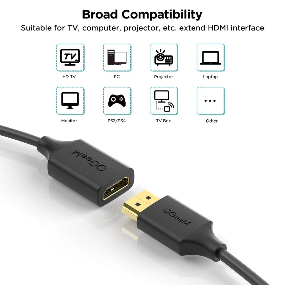 QGeeM 4K HDMI Extension Cable Extender HDMI 2.0 Adapter for Xiaomi Xbox Serries X PS5 PS4 TV Box Laptops HDMI Splitter Wire Cord