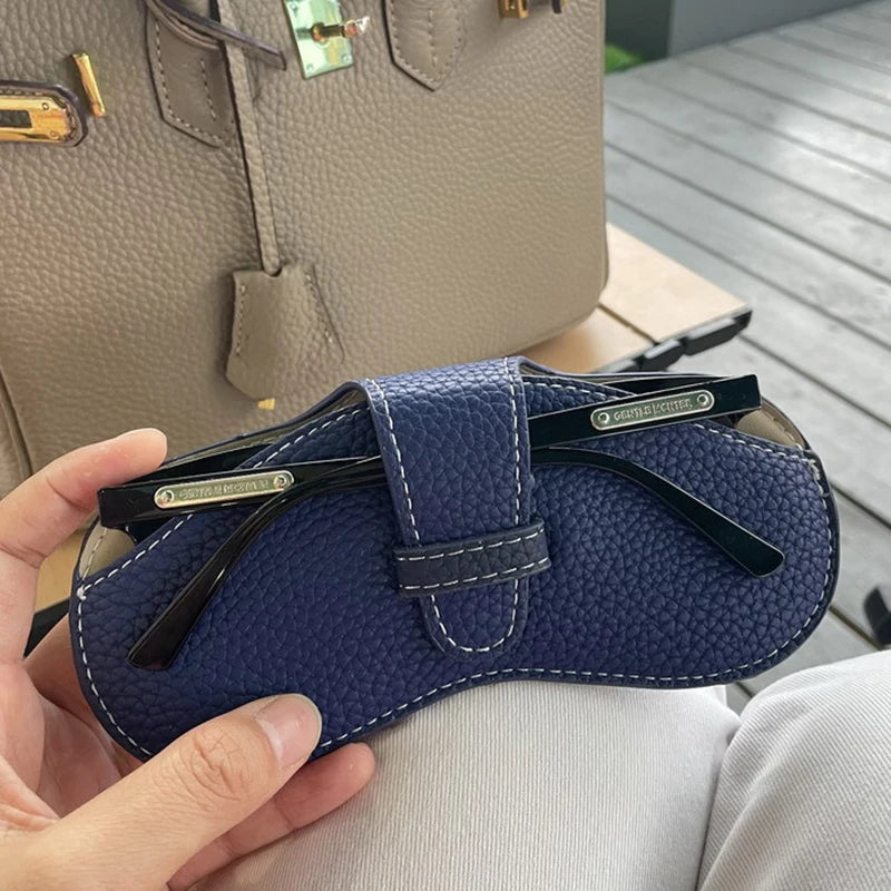 PU Leather Portable Glasses Bag Sunglasses Storage Bags Men and Women Car Glasses Protective Cover Anti-crushing Glasses Clip