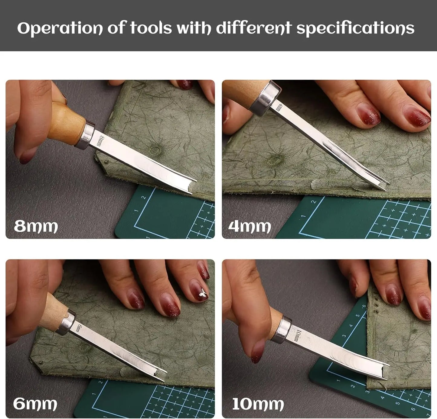 4PCS Leather Edge Skiving Beveler Tools Wide Leather Craft Edge Beveler Tool Kit Leather Edge Trimmer for DIY Leather Craft Tool