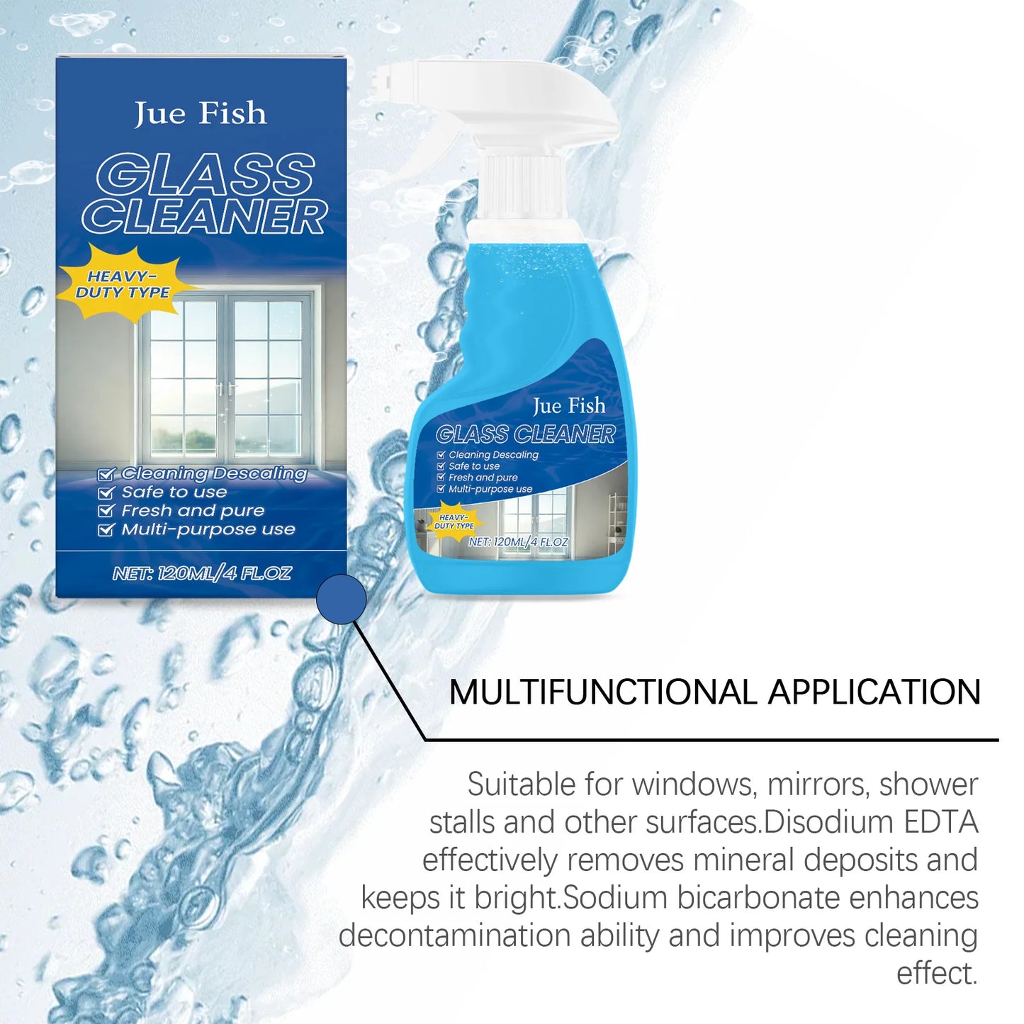 Bathroom Glass Limescale Cleaner - Window Descaling Spray Shower Brightening Water Oil Stain Remover for Bathtubs Dirt Cleaning