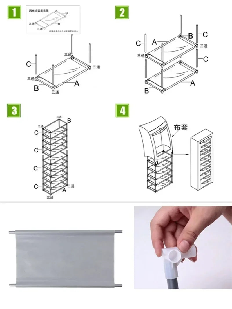 Home corridor living room shoe rack fabric dustproof shoe cabinet economical multi-layer shoe cabinet minimalist furniture