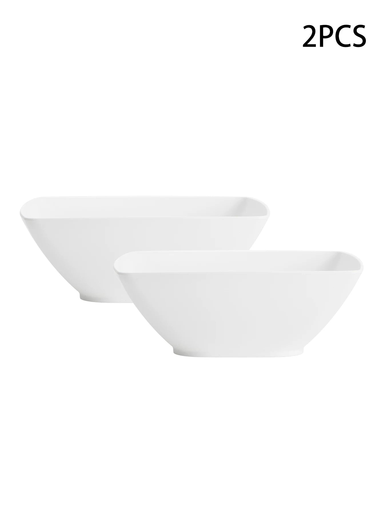 2/6/12pcs Large size plastic white square bowl reusable household plastic tableware can be used for soup noodles oatmeal salad