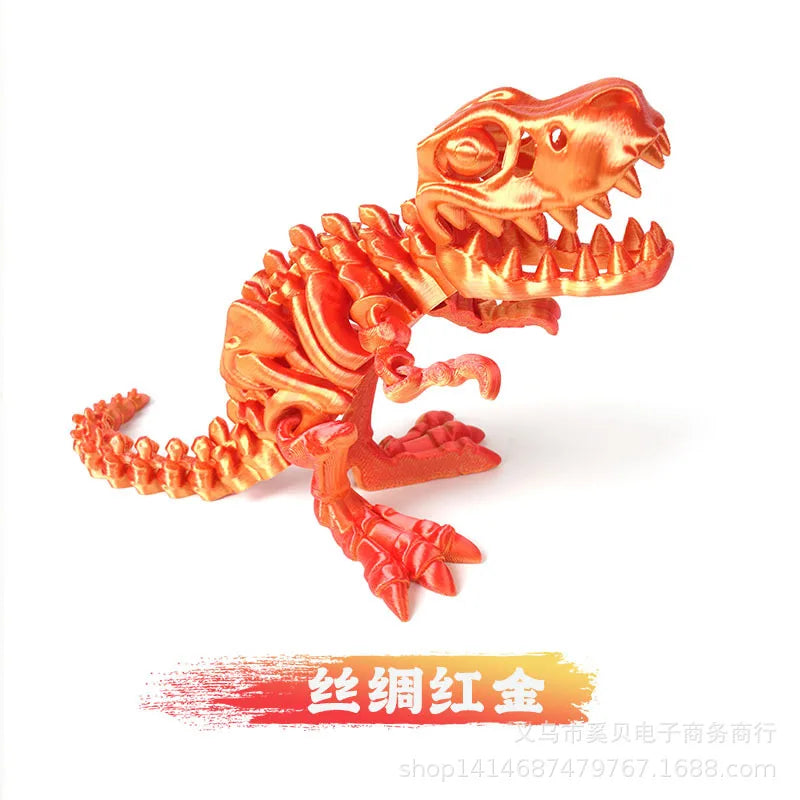 3D Printed Dragon Set Crafts Model Decoration Fidget Toy Rotatable Tyrannosaurus Rex Skeleton Dinosaur Gift for Birthdays