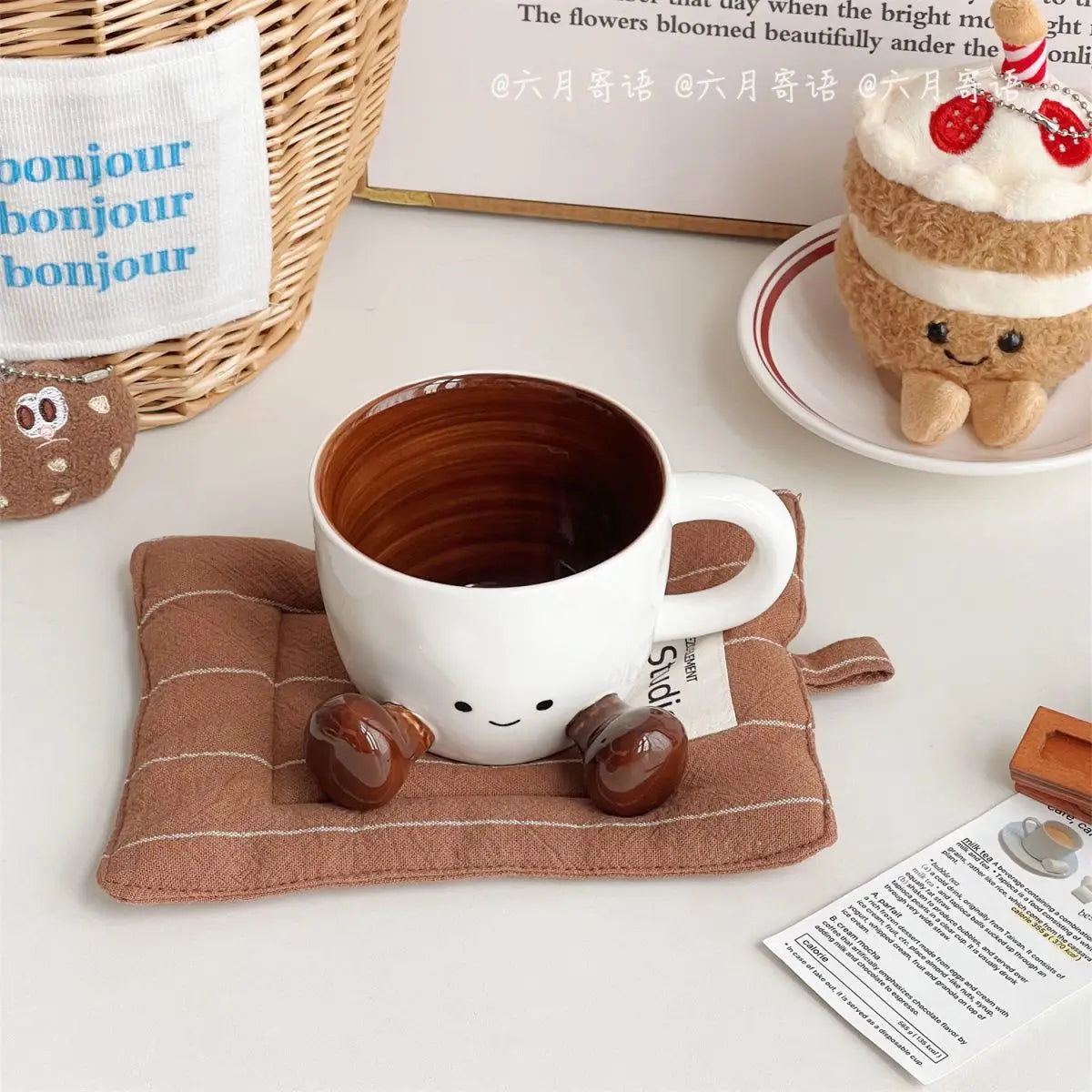 Hand Pinch Feet Ceramic Coffee Cup，Kawaii Household High Appearance Level Water Cup Milk Mug Dormitory Home Gifts Mark Cup