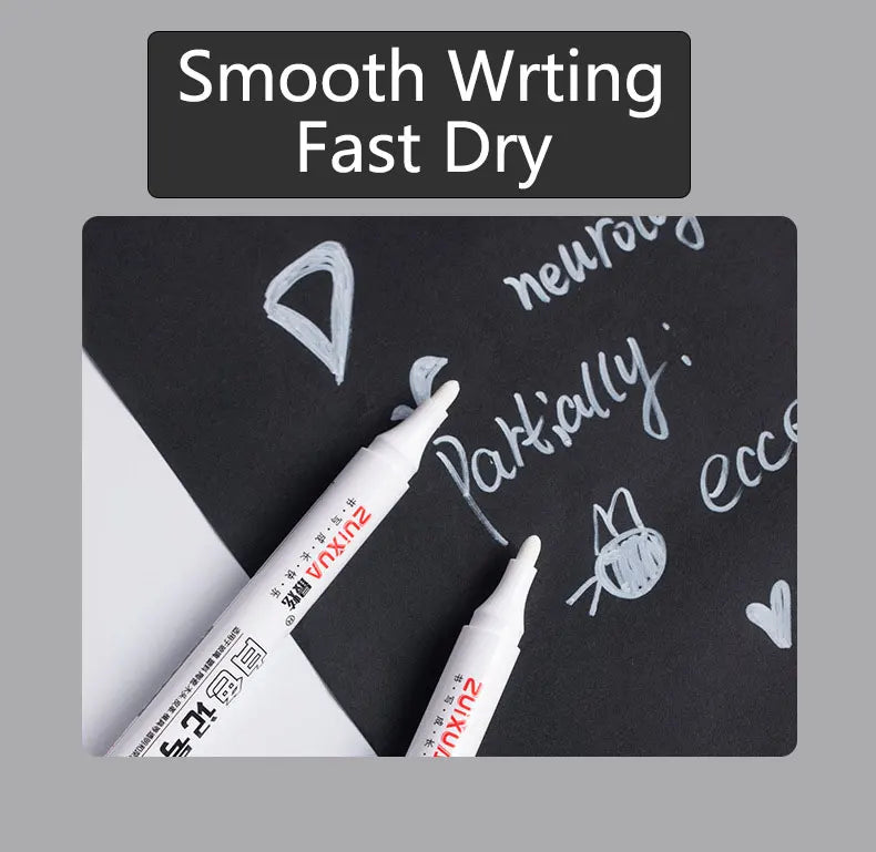 1/3/5 Pcs White Marker Pens 2.0mm Oily Waterproof White Gel Pen DIY Graffiti Sketching Markers Stationery Wrting School Supplies