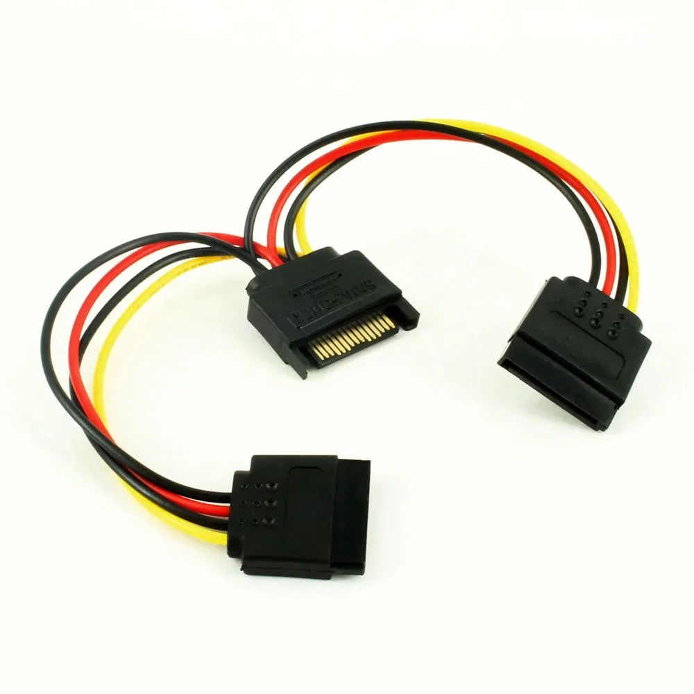 Coolcirc SATA Power Y Splitter Cable 15Pin SATA Male to Dual 15 Pin Female Power Cable Sata Extension Cord For HDD SSD Hard Disk