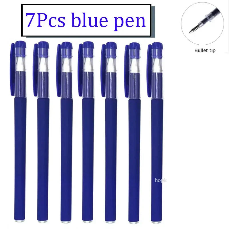 7/35 PCS Gel Pen Set School Supplies Black Blue Red Ink Color Ballpoint Pen Kawaii Pen Writing Tool School Office Stationery