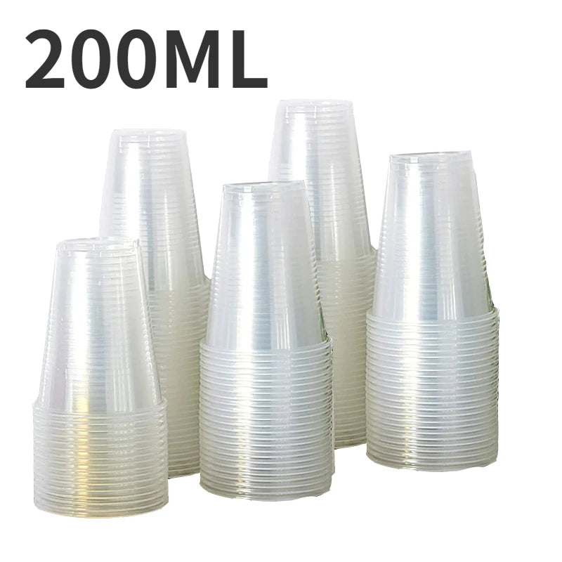 50/100PCS Disposable Clear Plastic Cup Outdoor Picnic Plastic Cup Drinking Cup for Parties Birthdays Weddings Camping Utensils