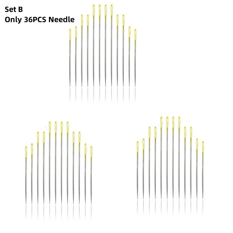 12/36PCS Sewing Needles Multi-size Side Opening Stainless Steel Darning Sewing Household Hand Tools Sewing Tools and Accessoires