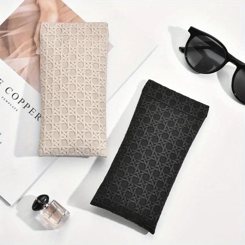 Portable Squeeze Top Sunglass Case - Leather Soft Sunglasses Case Easy To Use Eyeglasses Case Pouch