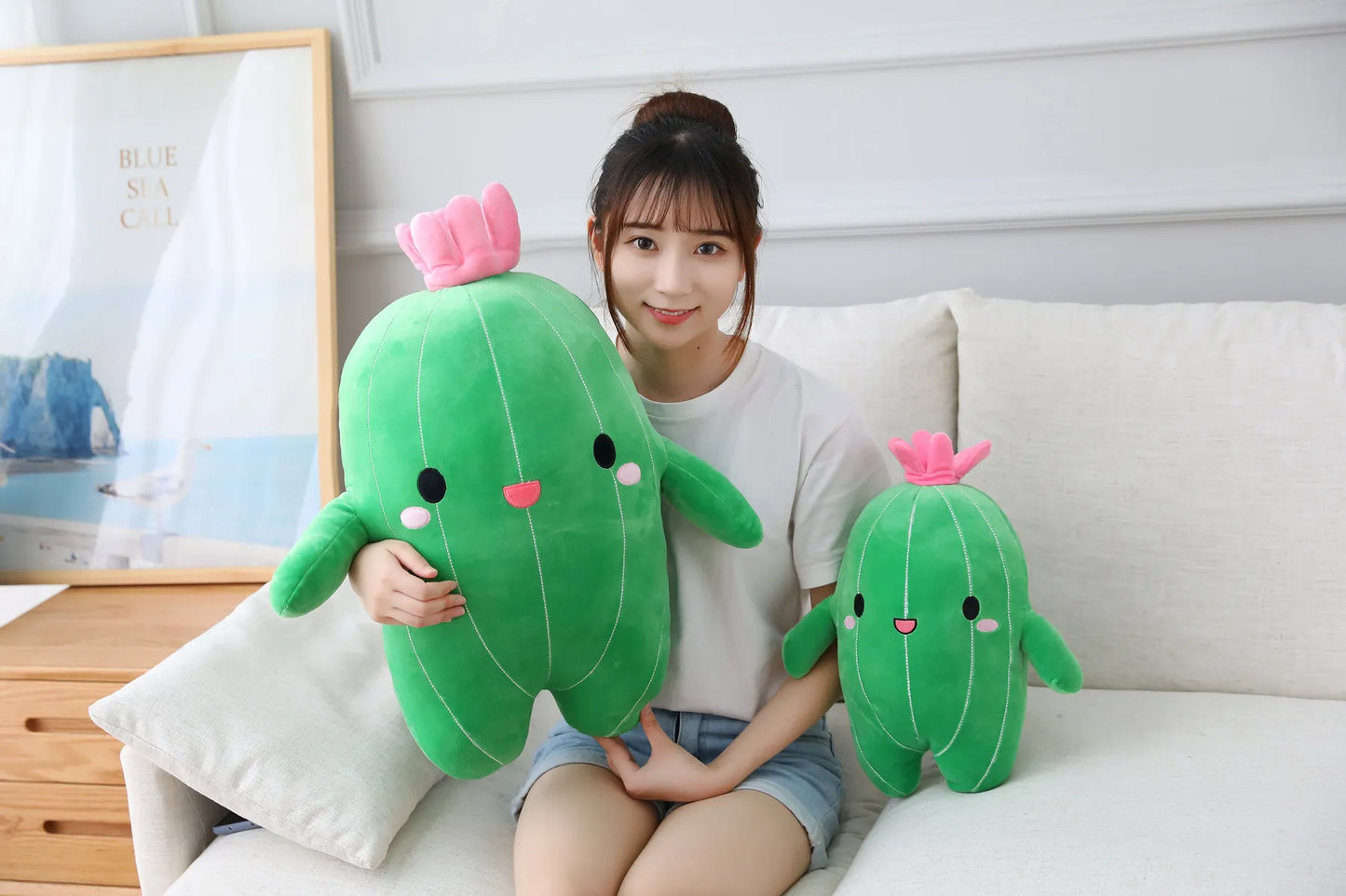 25/40/65cm Kawaii Simulation Cactus Plush Toy Cute Stuffed Plants Plushies Dolls Cartoon Soft Throw Pillow Kids Toys Home Decor