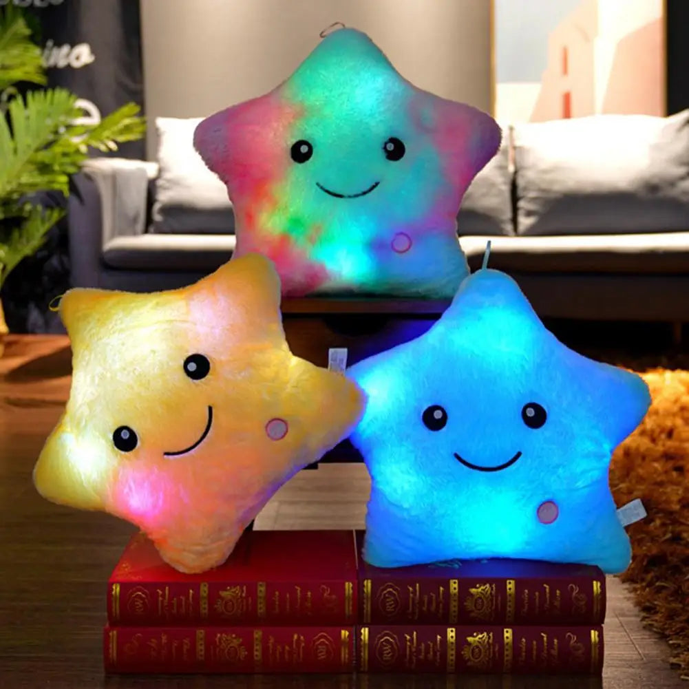 Luminous Star Pillow Stuffed Plush Glowing Colorful Stars Cushion Led Light Toys Gift Creative Toy For Kids (Exclude Battery)