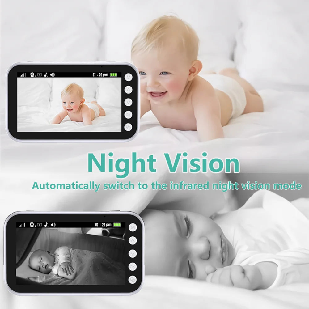 4.3 Inch Baby Monitor with 2000mAh Long Battery Life Video Wireless Camera and Audio Intercom Auto Night Vision Kids Babysitter
