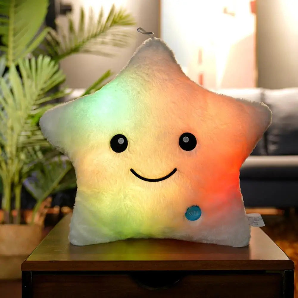 Luminous Star Pillow Stuffed Plush Glowing Colorful Stars Cushion Led Light Toys Gift Creative Toy For Kids (Exclude Battery)