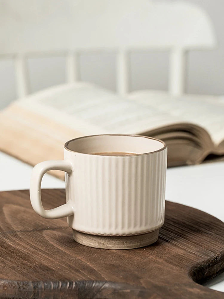 2PCS 250ML Antique Relief Mug Ceramic Water Cup Coffee Cup Household Water Cup Coffee Shop Milk Cup