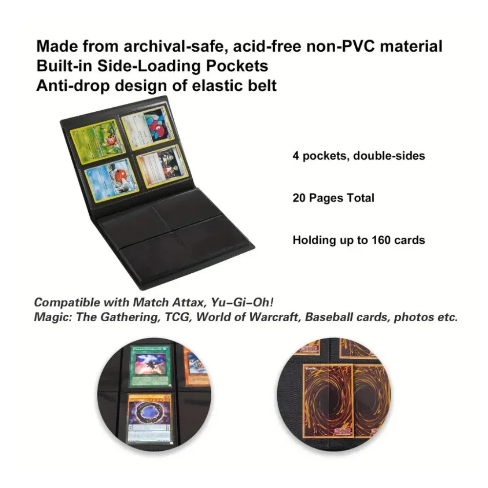 160-Pocket Extra-Large Trading Card Binder - Durable PP Material, Protective Album for Game and Collectible Cards