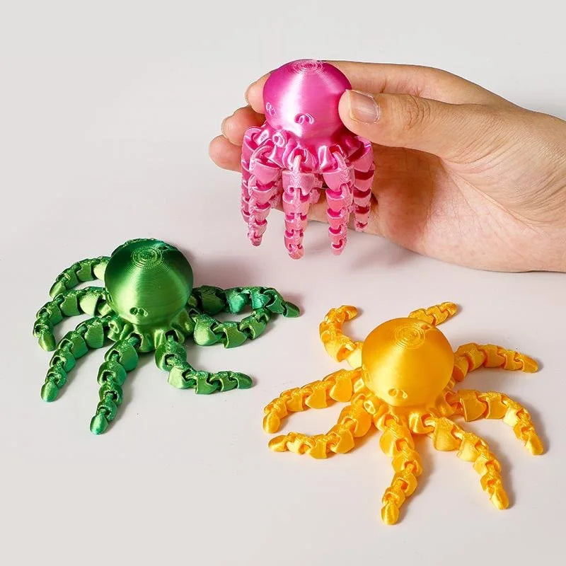 12cm 3D Printed Octopus Figurine with Flexible Joints for Home Office Desk Decoration Ocean Animal Table Ornament Ideal Gift Toy