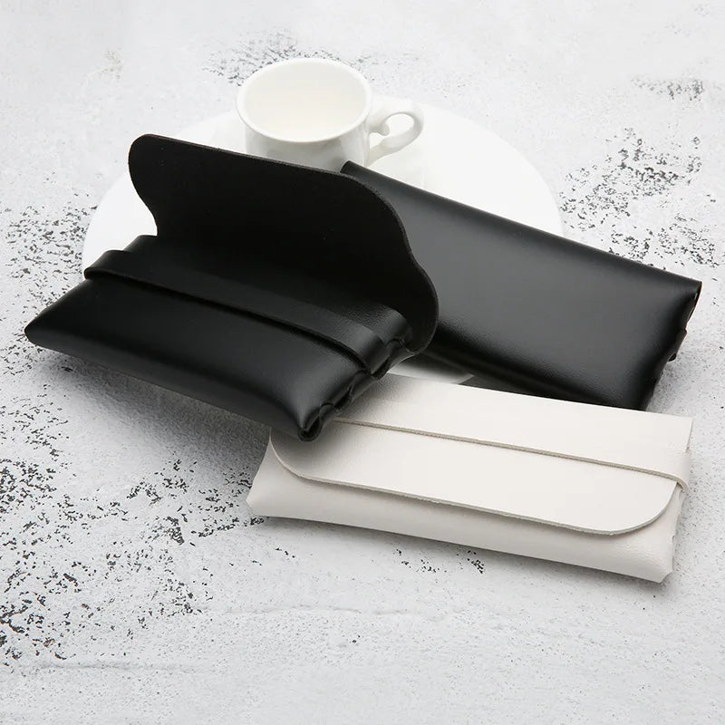 Black and White Soft and Stylish Leather Glasses Cases - Glasses Protection Bags, Travel Accessories for Men and Women - Stylish