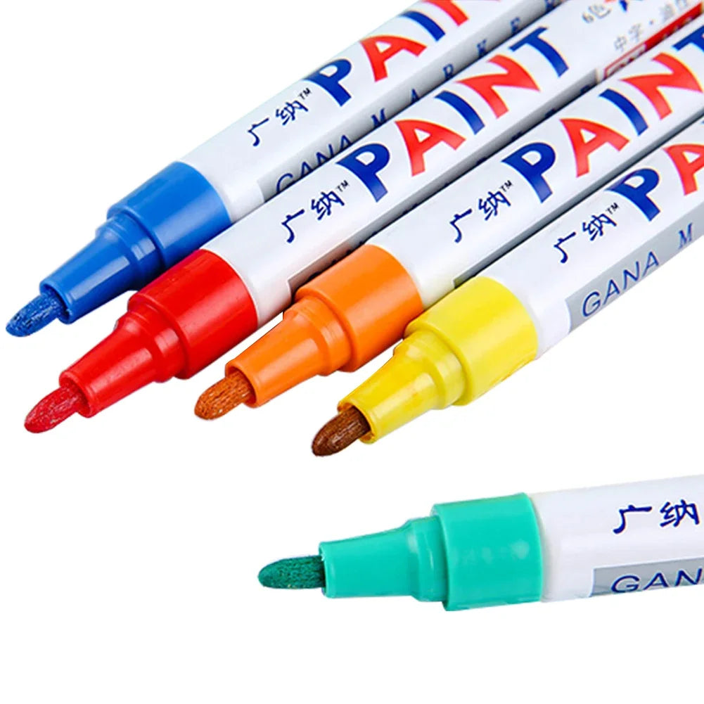 6 Pcs Colorful Permanent Paint Marker Waterproof White Markers tire tread rubber fabric Paint metal 12 Colors Paint Marker Pens