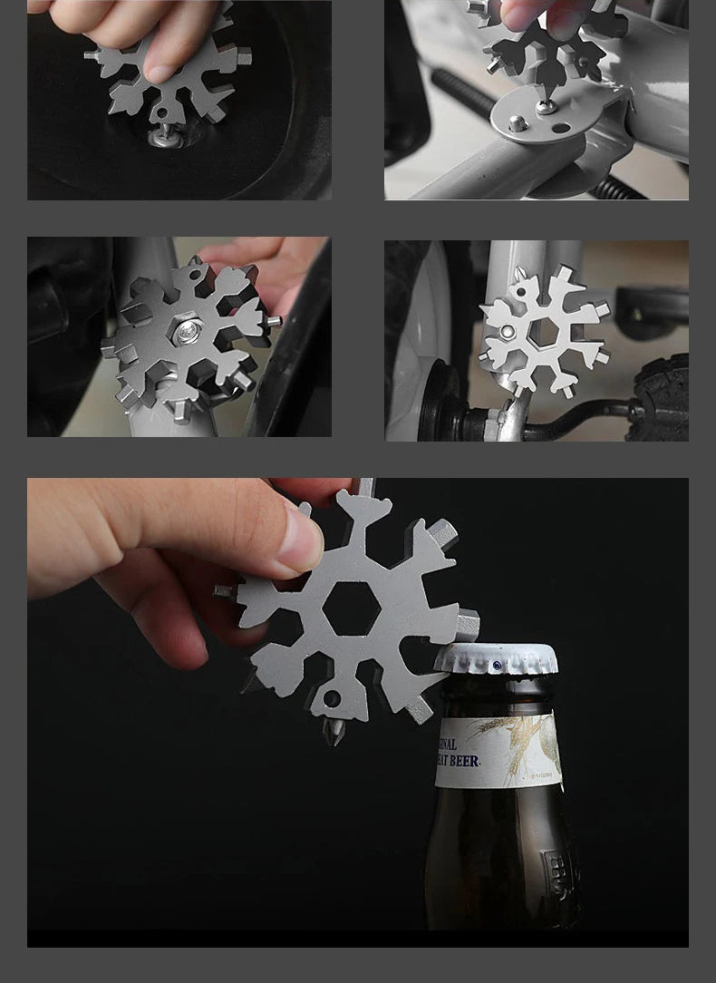 Universal Portable 18 In1 EDC Snowflake Torque Wrench Multi Tool Stainless Steel Tools Set Multifunction Hand Tools Manual Tool