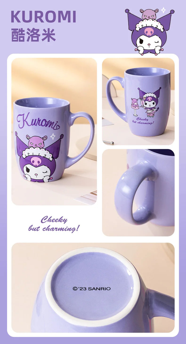 Miniso Sanrio Ceramic Mug Large Capacity 600ml Kuromi Cinnamoroll My Melody Coffee Milk Cup Couple Cup Drinkware Gifts