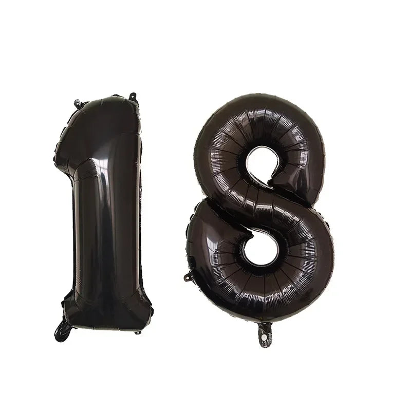 2Pcs 32 Inch Gold Silver Black Blue Red Helium Foil Number Balloon 10 11 12 13 14 15 Happy Birthday Party Decoration Supplies
