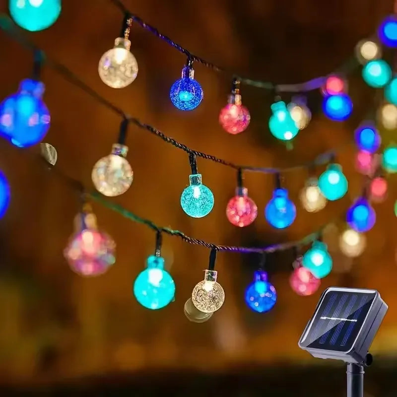 Solar Bubble Ball Light String Lights Outdoor Crystal Globe LED Fairy Lights Garden Party Easter Christmas Wedding Decorations