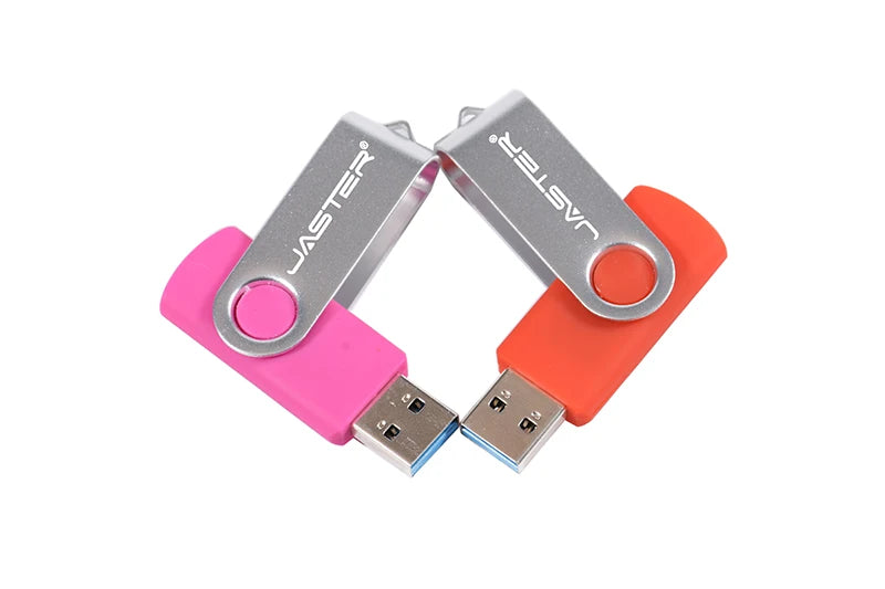 JASTER Rotatable Colorful USB 2.0 Flash Drive 128GB Creative Gift Memory Stick 64GB Silver Clip Pen Drive 32GB U Disk 16GB 8GB